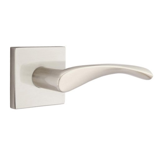 Single Dummy Right Handed Triton Door Lever With Square Rose in Satin Nickel