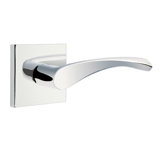 Single Dummy Right Handed Triton Door Lever With Square Rose in Polished Chrome
