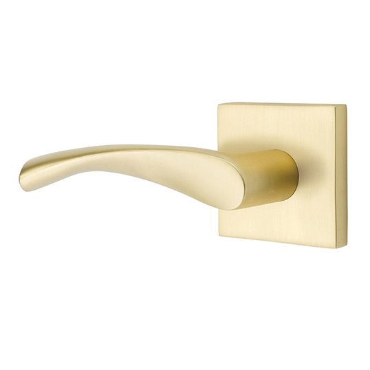 Single Dummy Left Handed Triton Door Lever With Square Rose in Satin Brass