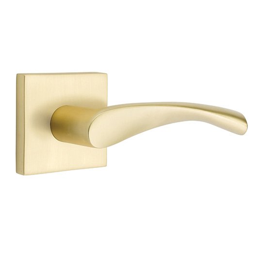 Single Dummy Right Handed Triton Door Lever With Square Rose in Satin Brass