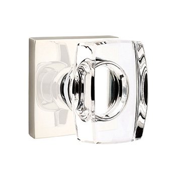 Single Dummy Windsor Door Knob with Square Rose in Polished Nickel