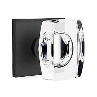 Single Dummy Windsor Door Knob with Square Rose in Flat Black
