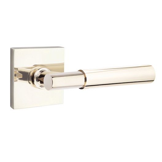 Single Dummy Myles Right Handed Lever with Square Rose in Polished Nickel