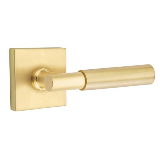 Single Dummy Myles Right Handed Lever with Square Rose in Satin Brass