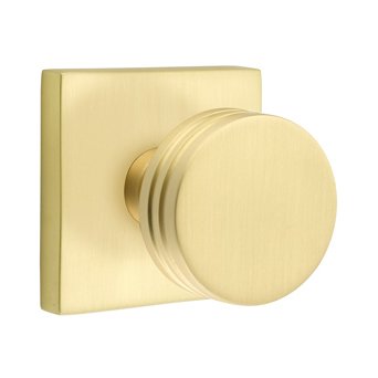 Double Dummy Bern Door Knob With Square Rose in Satin Brass
