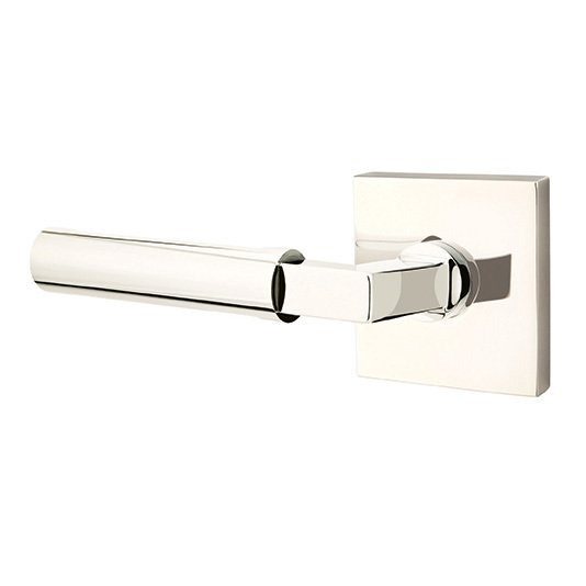 Double Dummy Hercules Door Left Handed Lever With Square Rose in Polished Nickel