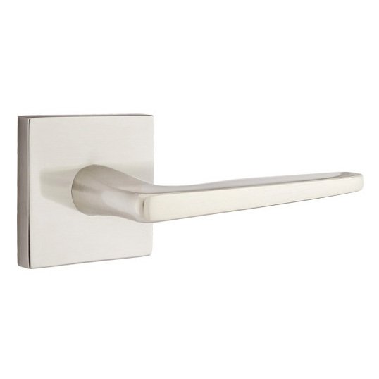 Double Dummy Hermes Door Right Handed Lever With Square Rose in Satin Nickel