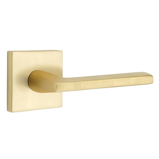 Double Dummy Helios Door Right Handed Lever With Square Rose in Satin Brass