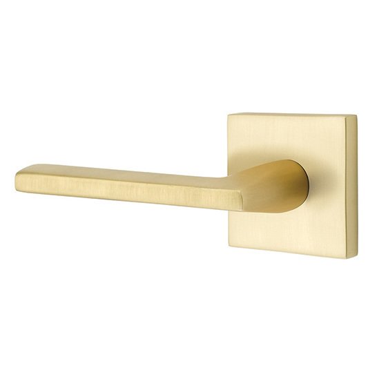 Double Dummy Helios Door Left Handed Lever With Square Rose in Satin Brass