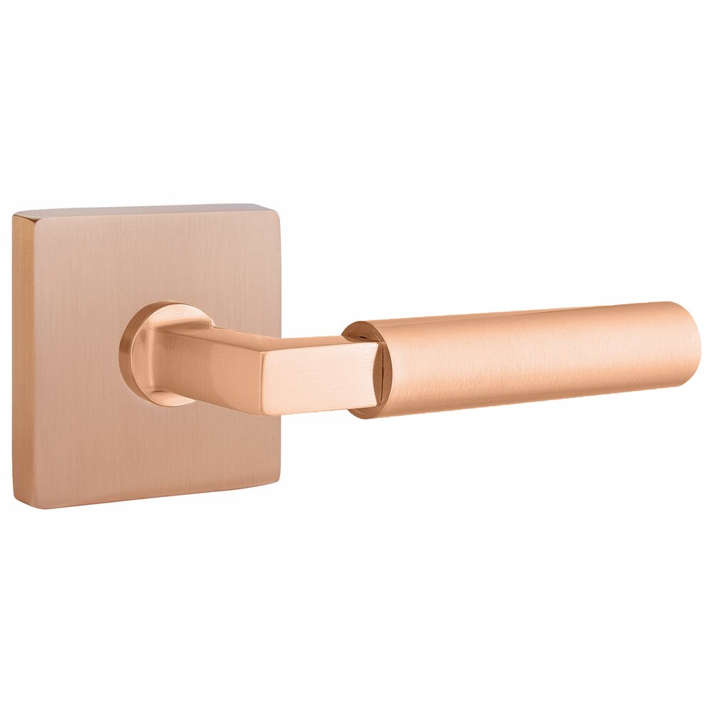 Double Dummy Smooth Lever with L-Square Stem and Square Rose in Satin Rose Gold