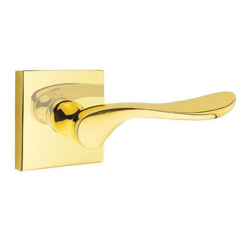 Double Dummy Luzern Door Right Handed Lever With Square Rose in Unlacquered Brass