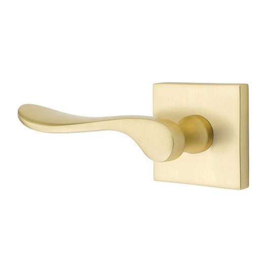 Double Dummy Luzern Door Left Handed Lever With Square Rose in Satin Brass