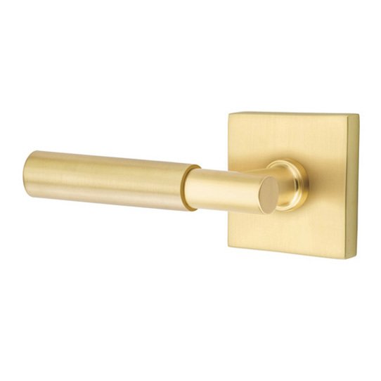 Double Dummy Myles Left Handed Lever with Square Rose in Satin Brass