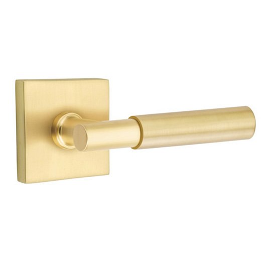 Double Dummy Myles Right Handed Lever with Square Rose in Satin Brass