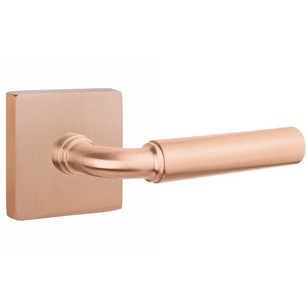 Double Dummy Smooth Lever with R-Bar Stem and Square Rose in Satin Rose Gold