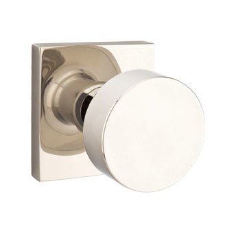 Double Dummy Round Door Knob With Square Rose in Polished Nickel