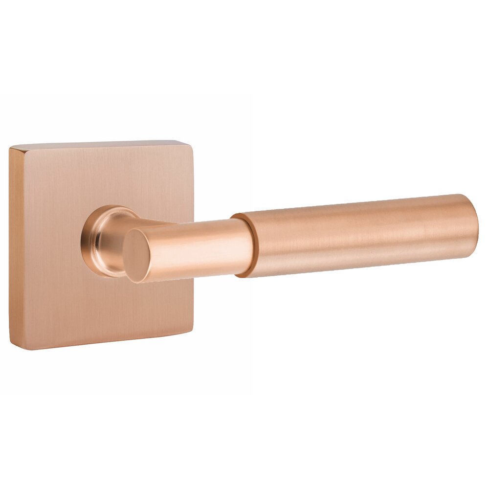 Single Dummy Smooth Lever with T-Bar Stem and Square Rose in Satin Rose Gold