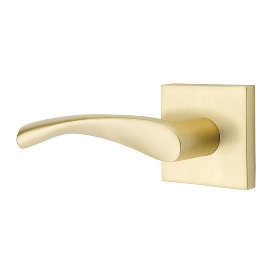 Double Dummy Triton Door Left Handed Lever With Square Rose in Satin Brass