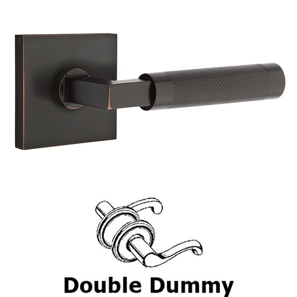 Double Dummy Knurled Lever with L-Square Stem and Square Rose in Oil Rubbed Bronze