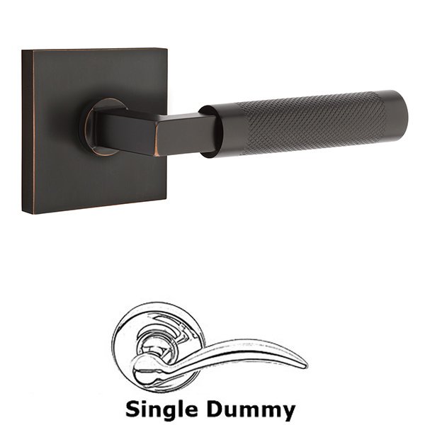 Single Dummy Knurled Lever with L-Square Stem and Square Rose in Oil Rubbed Bronze