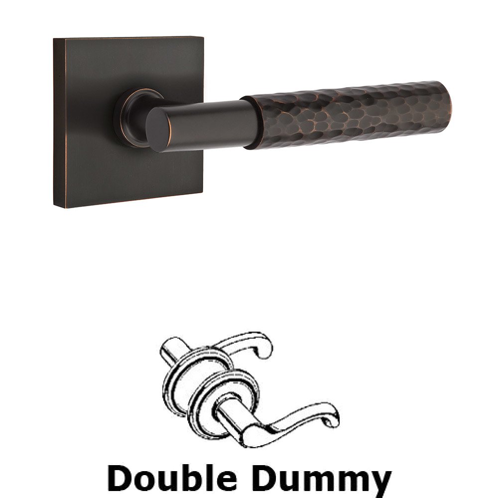 Double Dummy Hammered Lever with T-Bar Stem and Square Rose in Oil Rubbed Bronze
