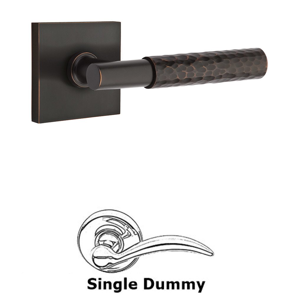 Single Dummy Hammered Lever with T-Bar Stem and Square Rose in Oil Rubbed Bronze