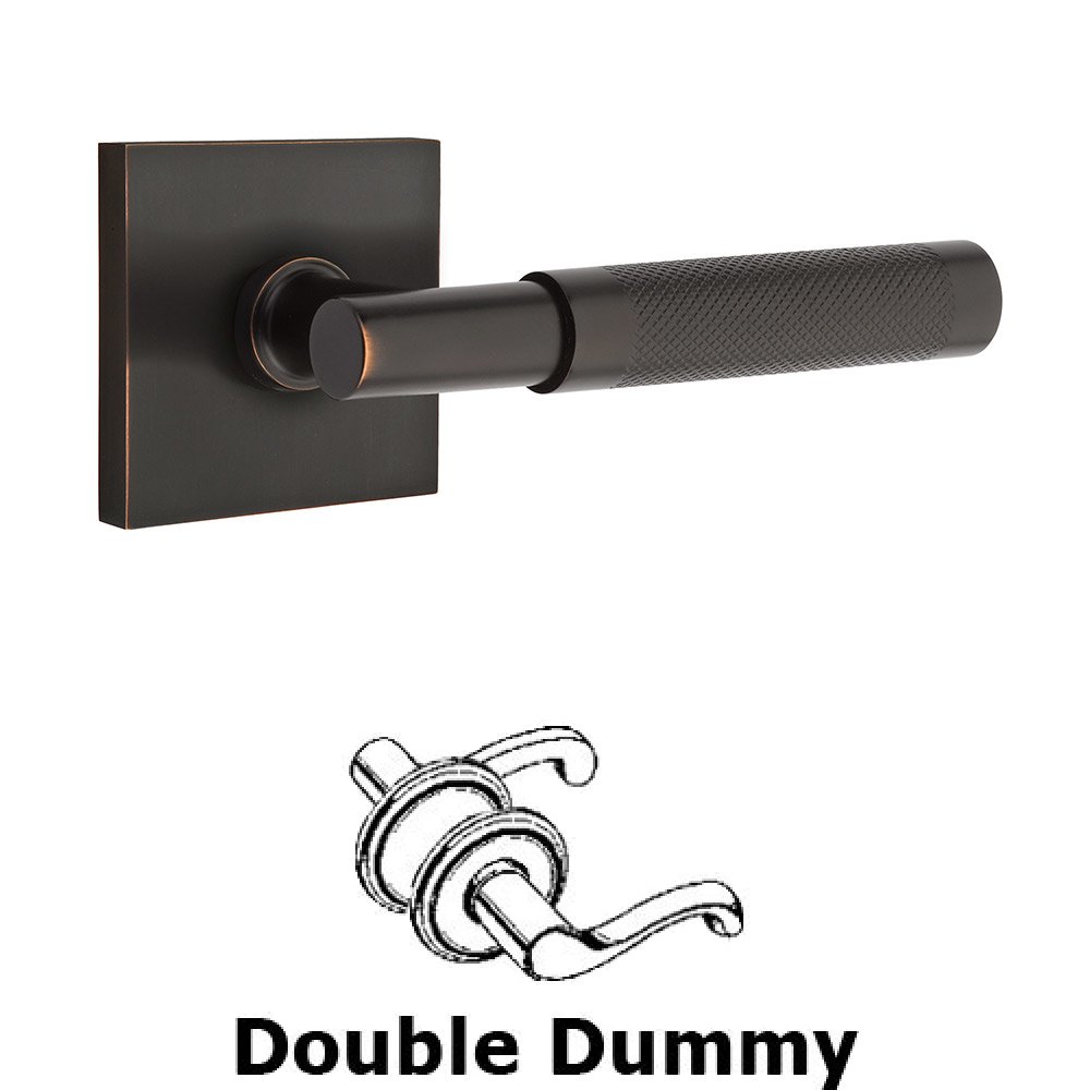 Double Dummy Knurled Lever with T-Bar Stem and Square Rose in Oil Rubbed Bronze