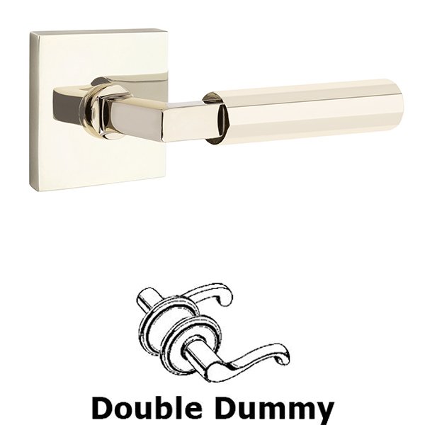 Double Dummy Faceted Lever with L-Square Stem and Square Rose in Polished Nickel