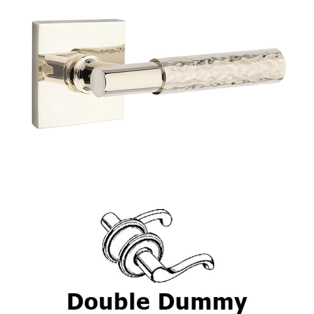 Double Dummy Hammered Lever with T-Bar Stem and Square Rose in Polished Nickel