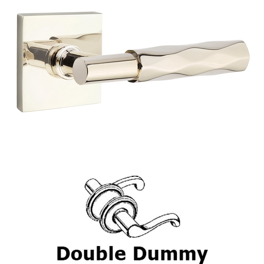 Double Dummy Tribeca Lever with T-Bar Stem and Square Rose in Polished Nickel