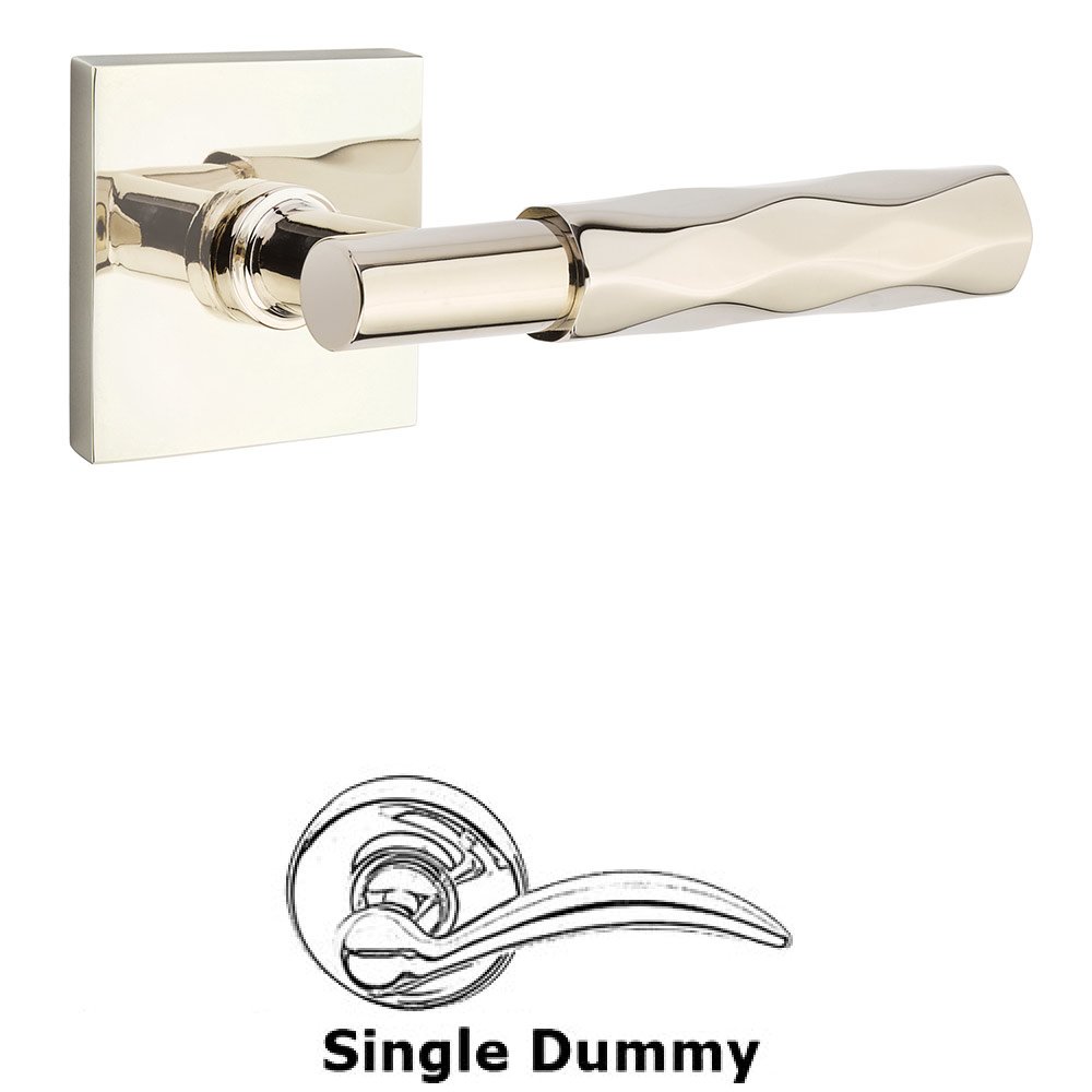 Single Dummy Tribeca Lever with T-Bar Stem and Square Rose in Polished Nickel
