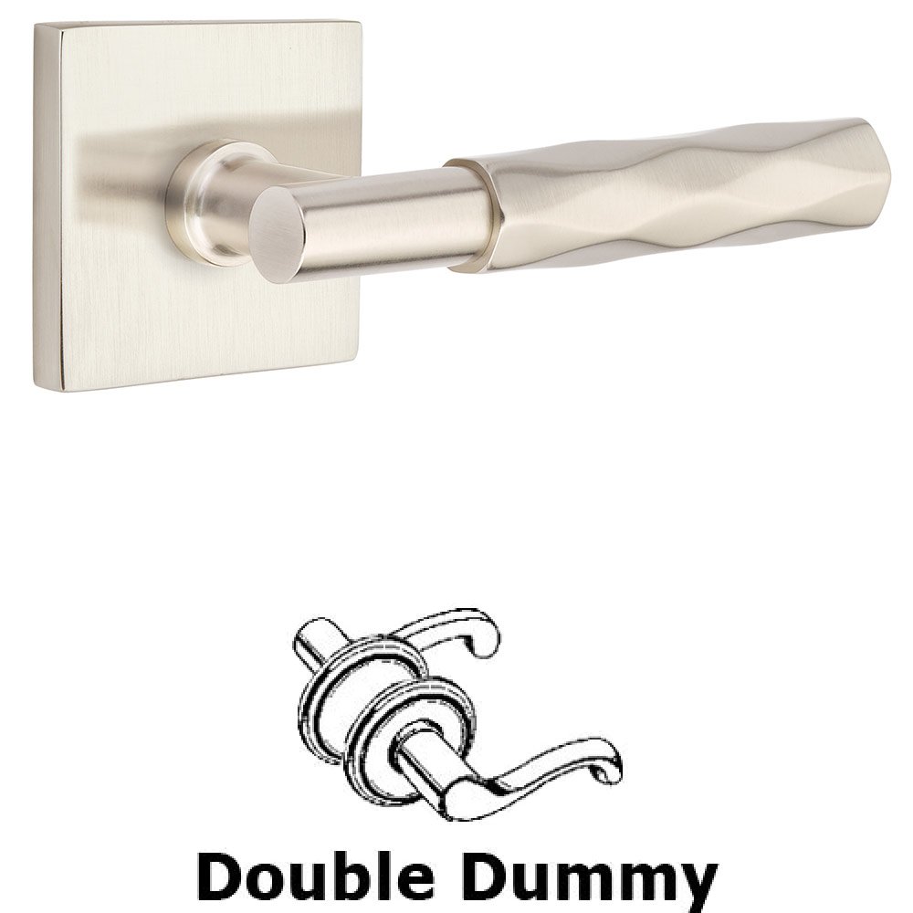 Double Dummy Tribeca Lever with T-Bar Stem and Square Rose in Satin Nickel