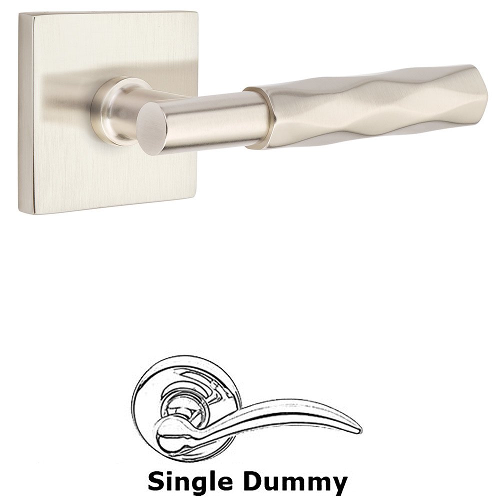 Single Dummy Tribeca Lever with T-Bar Stem and Square Rose in Satin Nickel