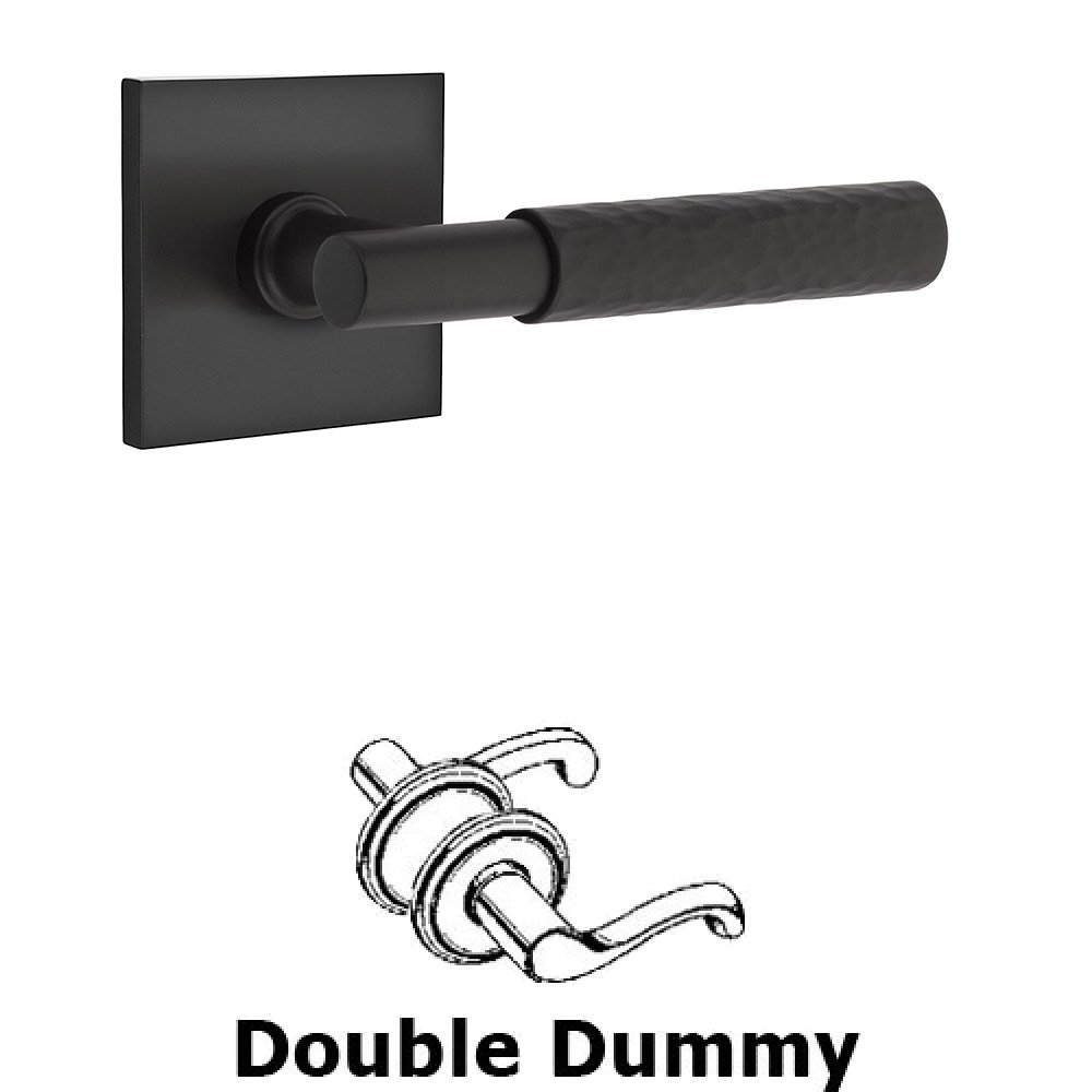 Double Dummy Hammered Lever with T-Bar Stem and Square Rose in Flat Black