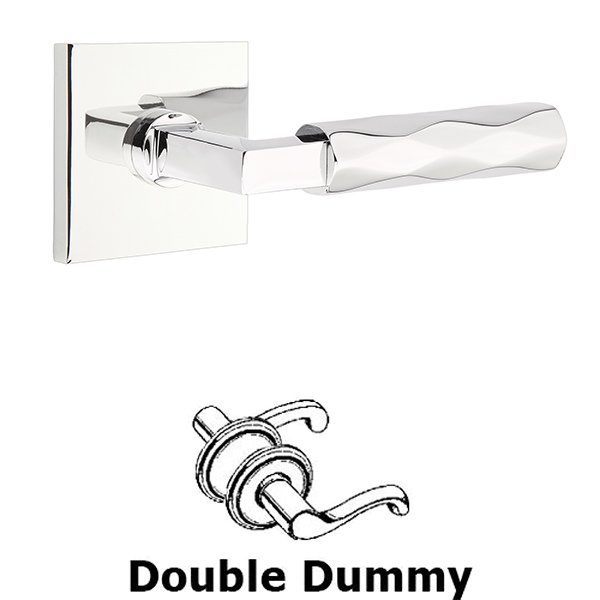 Double Dummy Tribeca Lever with L-Square Stem and Square Rose in Polished Chrome