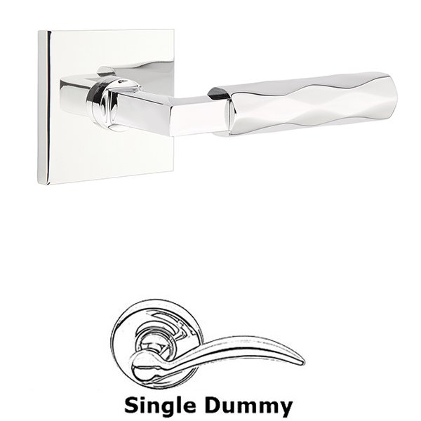 Single Dummy Tribeca Lever with L-Square Stem and Square Rose in Polished Chrome