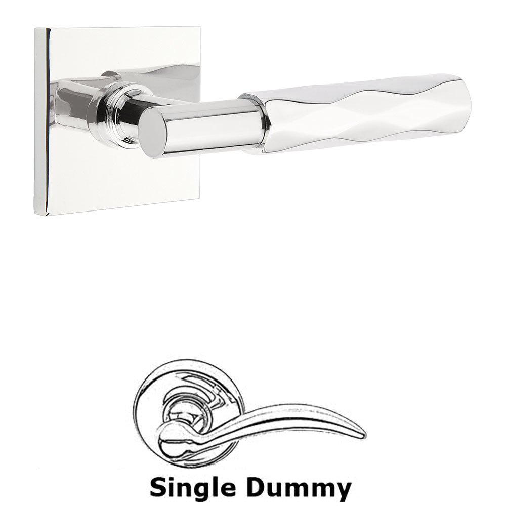 Single Dummy Tribeca Lever with T-Bar Stem and Square Rose in Polished Chrome