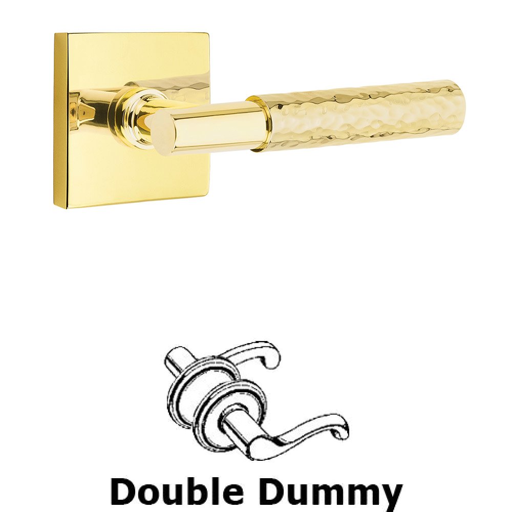 Double Dummy Hammered Lever with T-Bar Stem and Square Rose in Unlacquered Brass