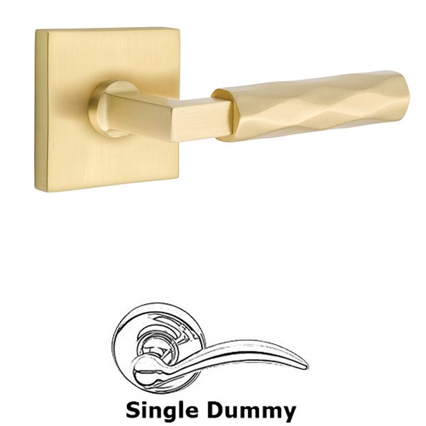 Single Dummy Tribeca Lever with L-Square Stem and Square Rose in Satin Brass