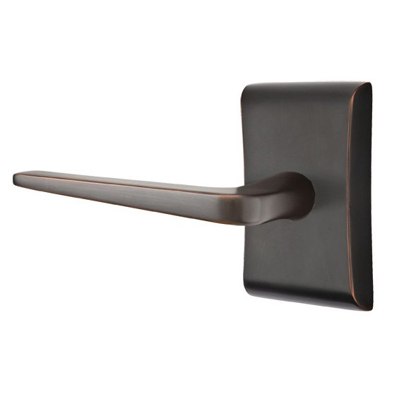 Single Dummy Left Handed Athena Door Lever With Neos Rose in Oil Rubbed Bronze