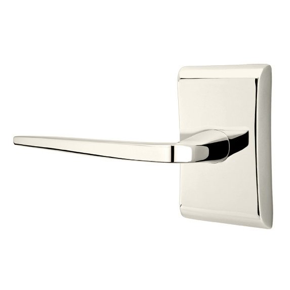 Single Dummy Left Handed Athena Door Lever With Neos Rose in Polished Nickel