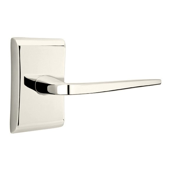 Single Dummy Right Handed Athena Door Lever With Neos Rose in Polished Nickel
