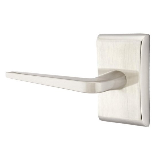 Single Dummy Left Handed Athena Door Lever With Neos Rose in Satin Nickel