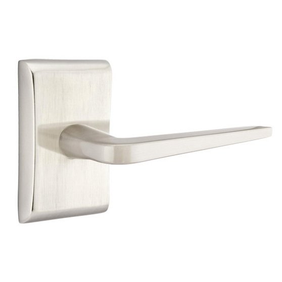 Single Dummy Right Handed Athena Door Lever With Neos Rose in Satin Nickel