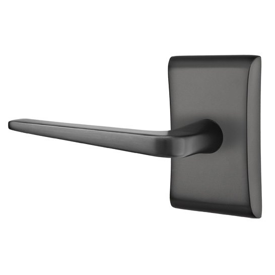 Single Dummy Left Handed Athena Door Lever With Neos Rose in Flat Black