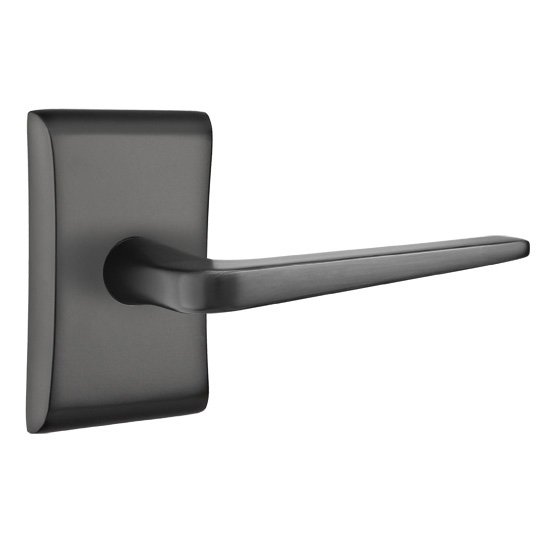 Single Dummy Right Handed Athena Door Lever With Neos Rose in Flat Black