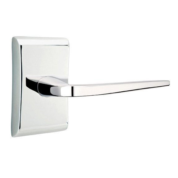 Single Dummy Right Handed Athena Door Lever With Neos Rose in Polished Chrome