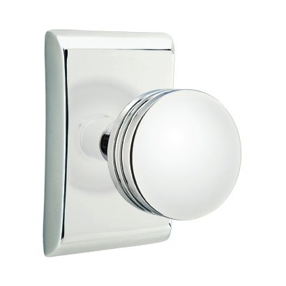 Single Dummy Bern Door Knob With Neos Rose in Polished Chrome