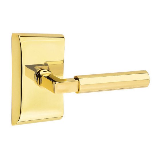Single Dummy Right Handed Hercules Door Lever With Neos Rose in Unlacquered Brass