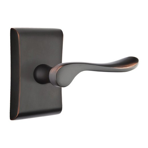 Single Dummy Right Handed Luzern Door Lever With Neos Rose in Oil Rubbed Bronze